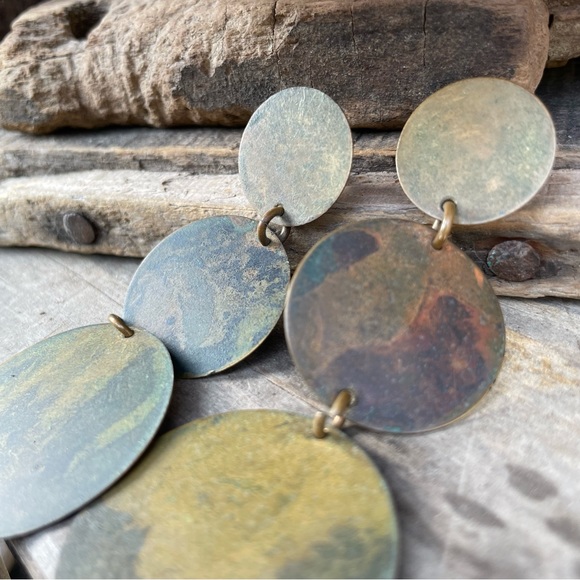 Vintage Artisan Drop Earring with Patina Discs - Picture 3 of 15